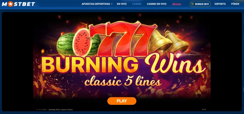 Juego Burning Wins donde podrás aprovechar los giros gratis