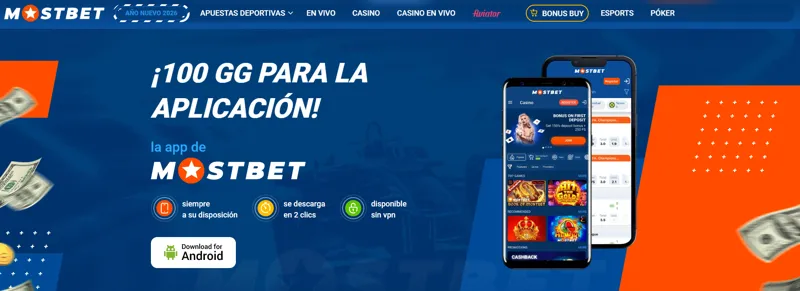 MostBet ofrece bonos por descargar la aplicación móvil para Android
