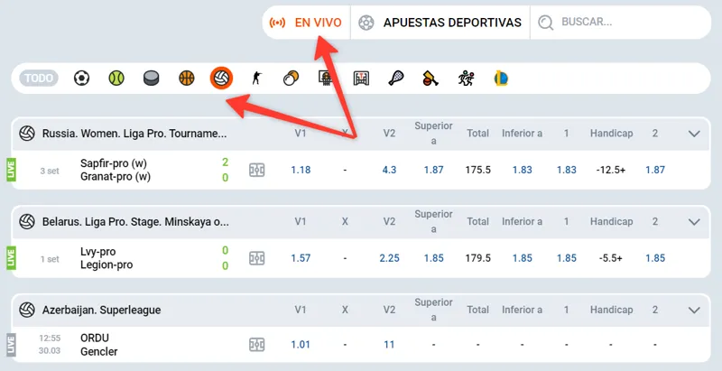 Apuestas online de voleibol en MostBet