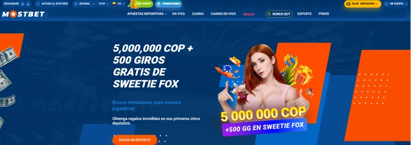 Bono de registro de MostBet para jugadores de Colombia