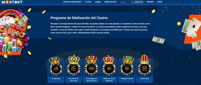 Programa de fidelización de MostBet para jugadores colombianos