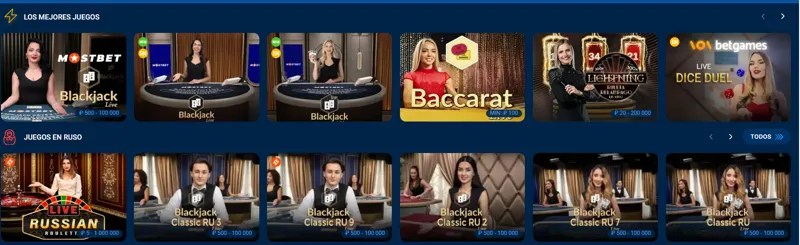 Casino en vivo de MostBet para jugadores colombianos