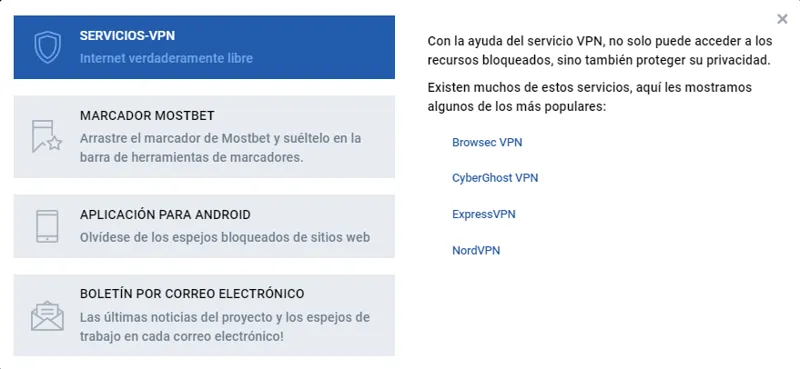 Acceso a Mostbet usando una conexión VPN segura