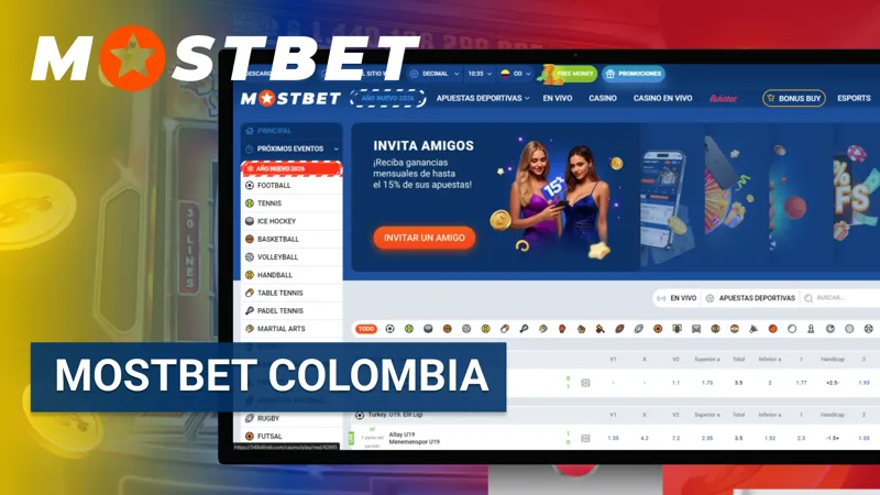 Vista general de Mostbet Colombia y sus opciones de apuestas deportivas y de casino