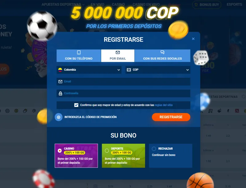 Formulario de registro en el sitio web de MostBet para un nuevo jugador de Colombia
